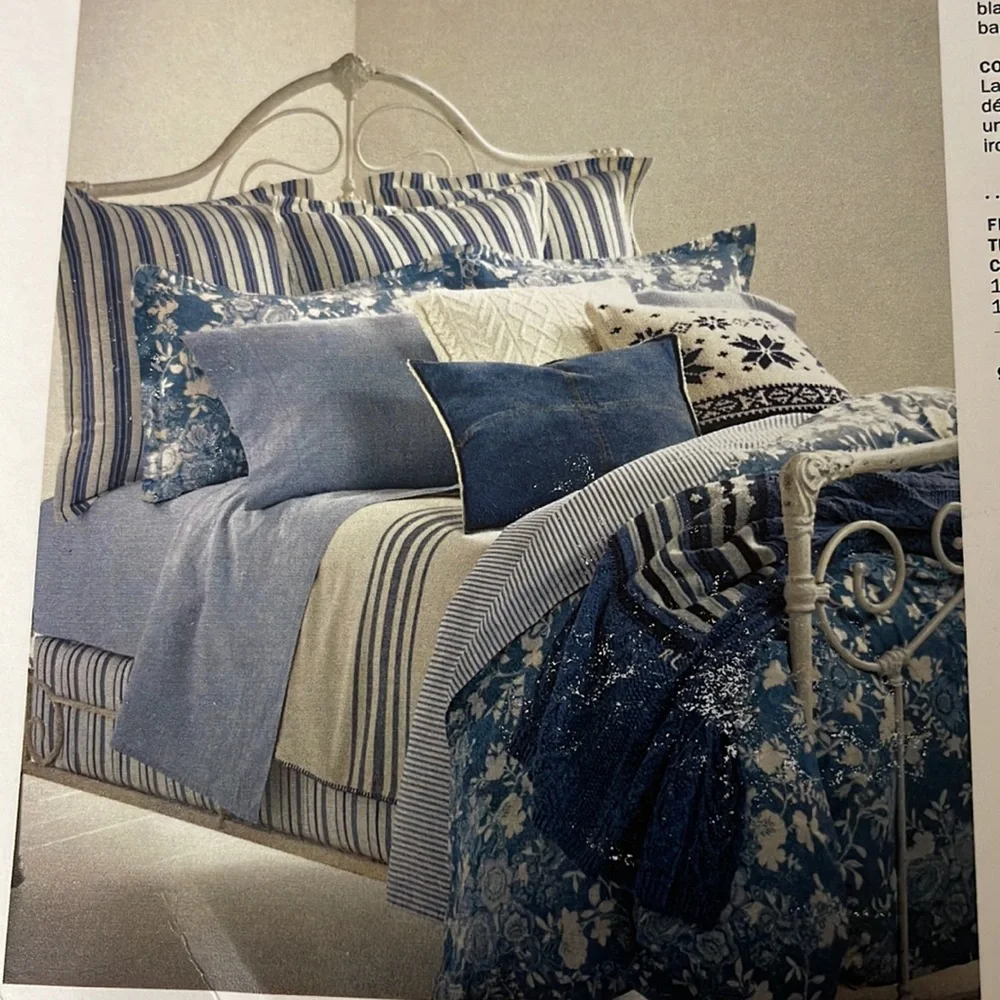 Ralph Lauren King Indigo Cottage 100% Cotton Duvet Cover